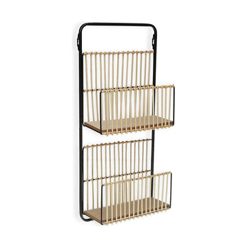 Shelves Metal Rattan MDF Wood (12 x 68 x 32 cm)