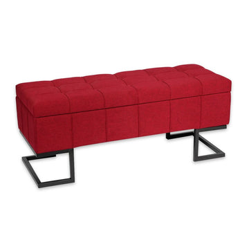 Foot of the bed Marsala Red Metal Polyester Pine MDF Wood (42 x 40 x 105 cm)