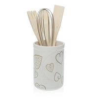 Pot for Kitchen Utensils Cozy Hearts Ceramic (10 x 15 x 10 cm)