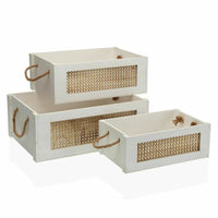 Set of decorative boxes Versa Grille Wood (28 x 15 x 38 cm) (3 pcs)