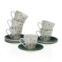 Lot de tasses avec soucoupes Versa Sansa Café Porcelaine (12 Pièces)