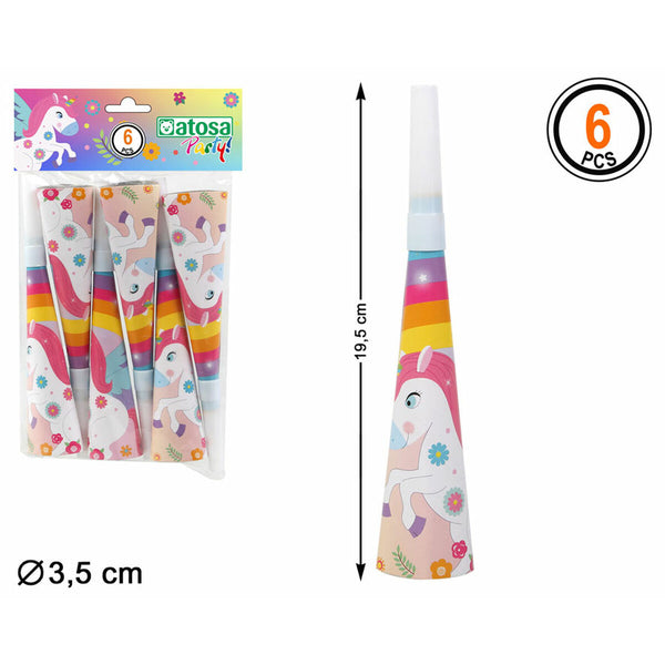 Trompette Multicouleur Licorne 6 Unités