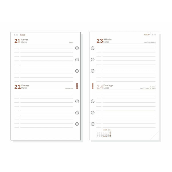 Diary Refill Finocam Open R597 2024 White 11,7 x 18,1 cm