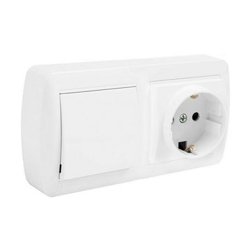 Plug socket Solera mur63u Schuko Bipolar Double Interrupter/Commutator White Surface 16 A
