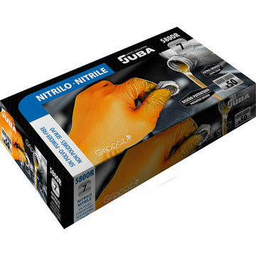 Disposable Gloves JUBA Grippaz Box Powder-free Orange Nitrile (50 Units)