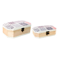 Jewelry box DKD Home Decor Polyester Wood Oriental (2 pcs) (19 x 6,5 x 12 cm) (25 x 15 x 8 cm)
