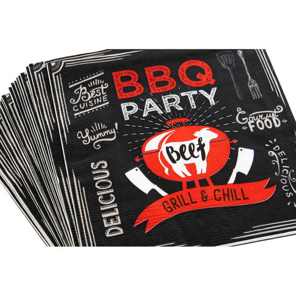 Paper napkin DKD Home Decor BBQ Party Black Red (20 pcs)