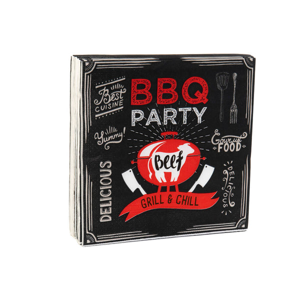 Paper napkin DKD Home Decor BBQ Party Black Red (20 pcs)