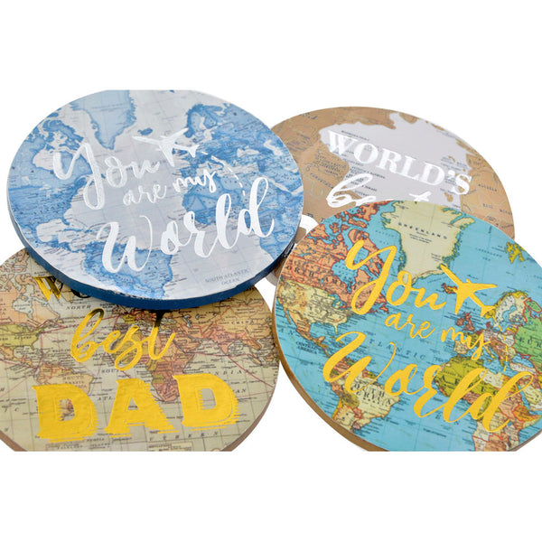 Coasters DKD Home Decor World Map MDF Wood (4 Pieces)