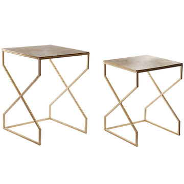 Set of 2 tables DKD Home Decor Aluminium Golden (2 pcs) (36 x 36 x 48 cm) (40 x 40 x 54.5 cm)