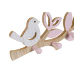 Coat rack DKD Home Decor Green Pink MDF Wood Birds (2 pcs) (28.5 x 14 x 5 cm)