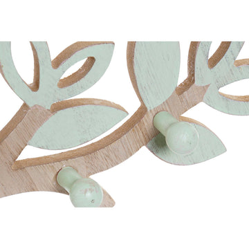 Coat rack DKD Home Decor Green Pink MDF Wood Birds (2 pcs) (28.5 x 14 x 5 cm)