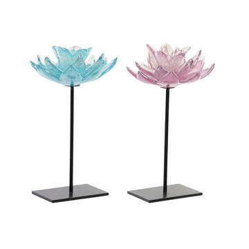 Candleholder DKD Home Decor Crystal Flower (16 x 16 x 29 cm) (2 pcs)