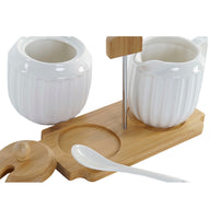 Milk jug and sugar bowl DKD Home Decor Bamboo Porcelain (150 ml) (3 pcs)