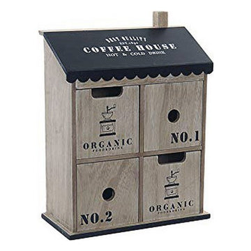 Decorative box DKD Home Decor Coffee House Wood Cottage (23 x 10 x 31 cm)