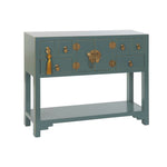 Console DKD Home Decor Turquoise Pinewood Golden MDF Wood (95 x 24 x 79 cm)