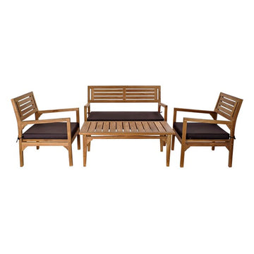 Table Set with 3 Armchairs DKD Home Decor Teak (4 pcs)