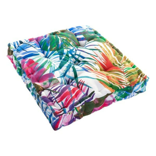 Cushion DKD Home Decor 8424001666423 Ocean Polyester Aluminium Multicolour Tropical Leaf of a plant (43 x 43 x 7 cm)