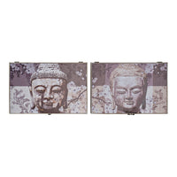 Cover DKD Home Decor Counter Buddha Grey MDF Wood (2 pcs) (46.5 x 6 x 31 cm)