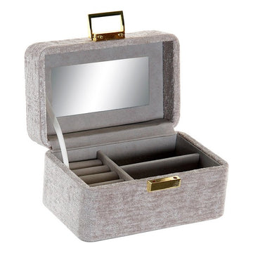 Jewelry box DKD Home Decor Velvet Beige Polyester (15 x 10 x 8 cm)