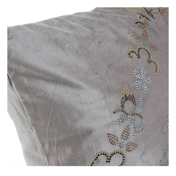 Cushion DKD Home Decor Grey Velvet Polyester Pink (45 x 45 cm)