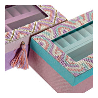 Jewelry box DKD Home Decor Sequins Cotton Folk (2 pcs) (24 x 13 x 8 cm)