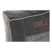 Pouffe DKD Home Decor Charleston Leather Cotton (50 x 14 x 55 cm)