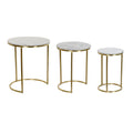 Set of 3 tables DKD Home Decor Golden White Marble Iron (51.5 x 51.5 x 60 cm) (3 pcs)