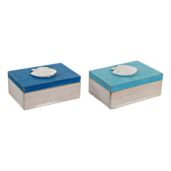 Decorative box DKD Home Decor Shell Wood (2 pcs)