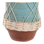 Vase DKD Home Decor Rattan Stoneware Mediterranean (14 x 14 x 29.5 cm)