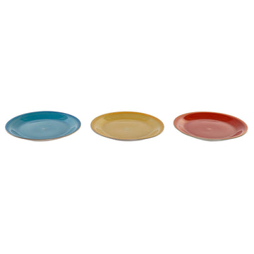 Flat plate DKD Home Decor Multicolour Stoneware (3 pcs) (26 x 26 x 3 cm)