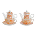 Teapot DKD Home Decor Orange Crystal Porcelain (250 ml) (2 pcs)