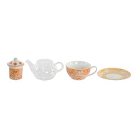 Teapot DKD Home Decor Orange Crystal Porcelain (250 ml) (2 pcs)