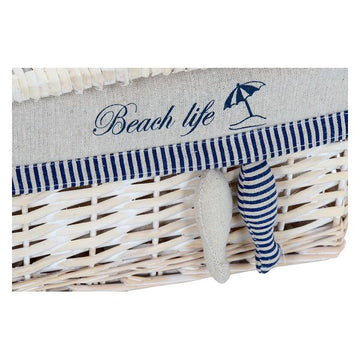 Basket DKD Home Decor Beach Life Cotton wicker (2 pcs)