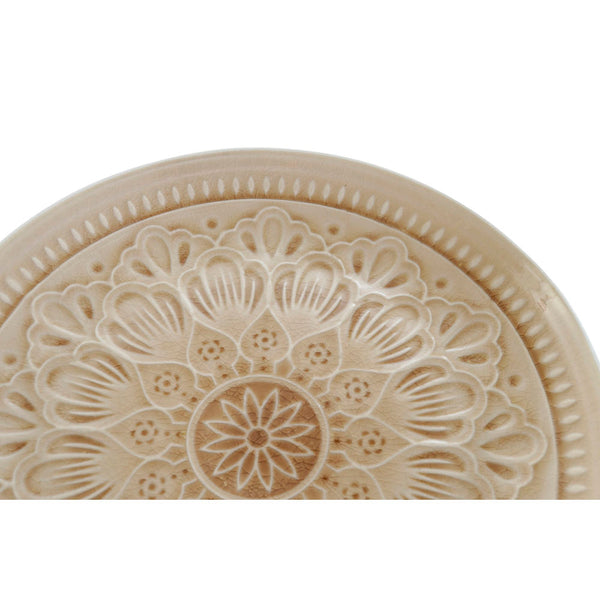 Flat plate DKD Home Decor Cream Stoneware Mandala (27 x 27 x 3 cm)