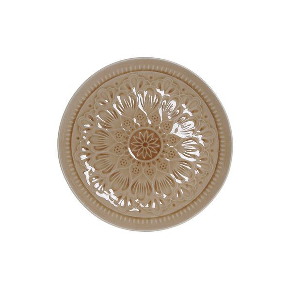 Flat plate DKD Home Decor Cream Stoneware Mandala (27 x 27 x 3 cm)