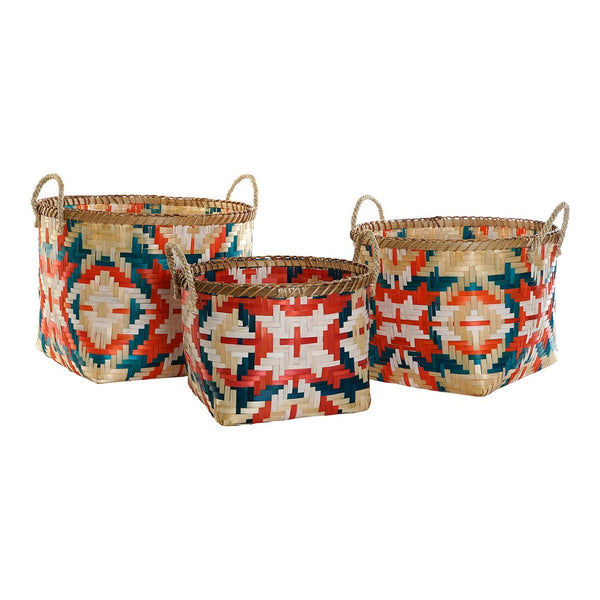 Basket set DKD Home Decor Bamboo Bali (3 pcs)