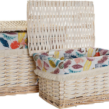 Basket set DKD Home Decor Polyester wicker Bali (2 pcs)