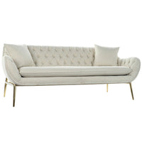 3-Seater Sofa DKD Home Decor Beige Polyester Metal Golden (195 x 90 x 78 cm)