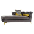 Chaise Longue Sofa DKD Home Decor Grey Polyester Metal Golden (188 x 92 x 81 cm)