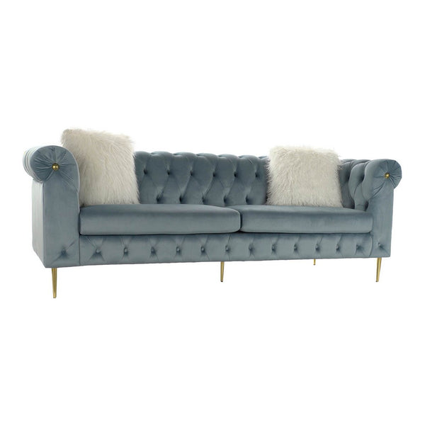 Sofa DKD Home Decor Blue Polyester Metal (230 x 90 x 91 cm)