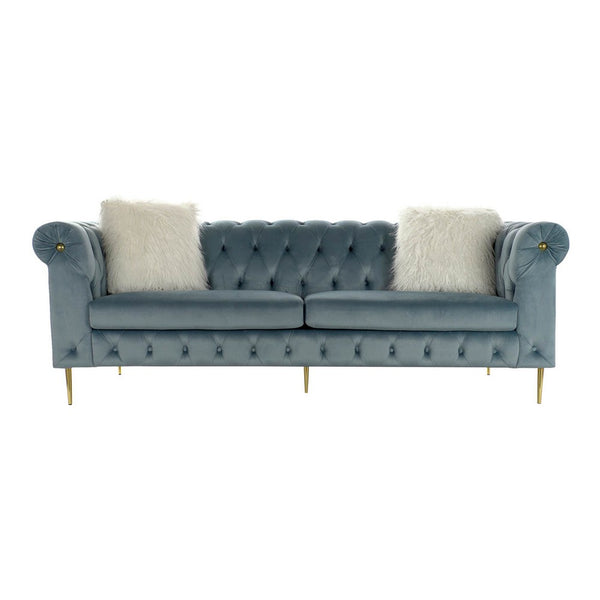 Sofa DKD Home Decor Blue Polyester Metal (230 x 90 x 91 cm)