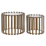 Set of 2 tables DKD Home Decor Crystal Metal Light Copper (47.5 x 47.5 x 45.5 cm) (63 x 63 x 51 cm) (2 pcs)