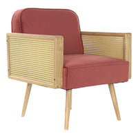 Armchair DKD Home Decor Red Polyester Rattan (66 x 64 x 79 cm)