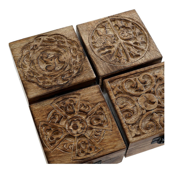 Jewelry box DKD Home Decor Indian Man Mango wood (10 x 10 x 6 cm) (4 pcs)