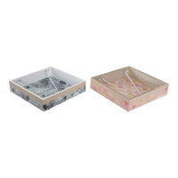 Napkin holder DKD Home Decor Blue Metal Coral MDF Wood (2 pcs)