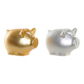 Money box DKD Home Decor Silver Golden Dolomite (2 pcs)