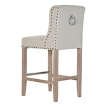 Stool DKD Home Decor Beige Linen Rubber wood (48 x 53 x 100 cm)