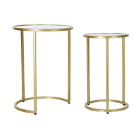 Side table DKD Home Decor Crystal Iron Golden (2 pcs) (30.5 x 30.5 x 50 cm) (40.5 x 40.5 x 55.5 cm)