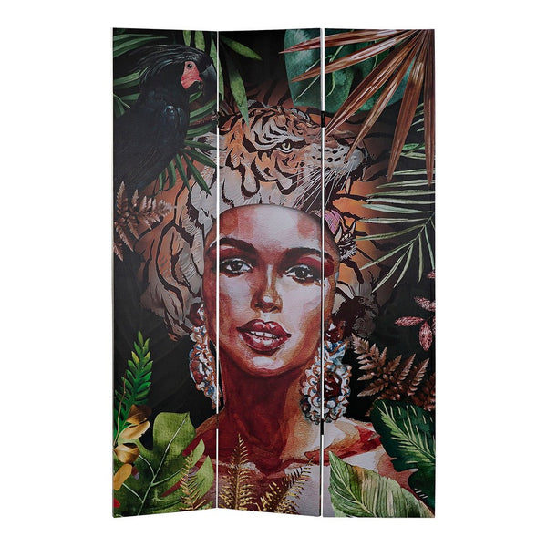 Folding screen DKD Home Decor African Woman Canvas MDF Wood (120 x 2.5 x 180 cm)